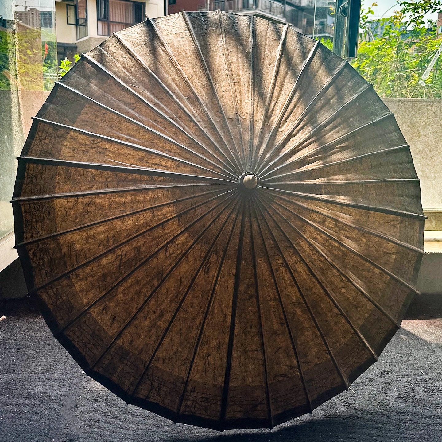 中典手造纸洇染古褐色 云龙纸油纸伞 古风晴雨两用防雨防水防晒