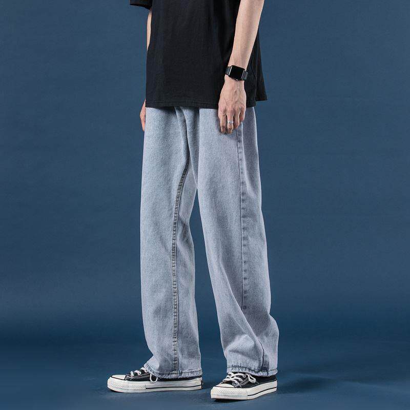 浅色牛仔裤男士复古宽松直筒裤子Jeans men Vintage loose pants