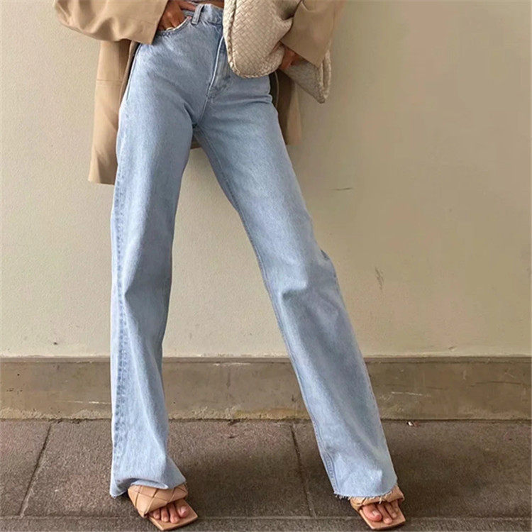 Leg Women's Jeans Denim Bottom Harajuku Boyfriend Long H