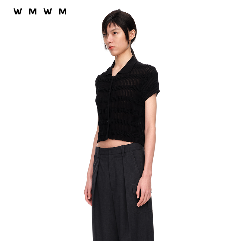 WMWM肌理露背针织Polo衫