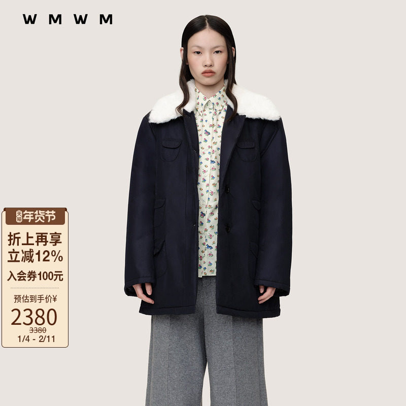 【SALE】【WMWM】休闲秋冬时髦流行设计感休闲百搭毛领多口袋棉服,女装/女士精品,短外套,淘宝优惠券,粉丝福利购,淘宝优惠卷