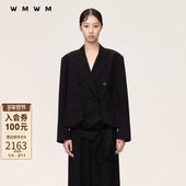 流行设计感秋冬设计感高级休闲云朵下摆双排扣西装 WMWM 外套