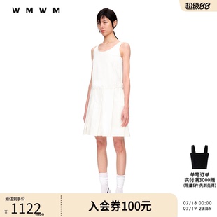 設計時尚 WMWM 女裝 流行氣質高級感牛仔百褶背心連衣裙 簡約新款