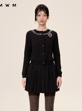 【WMWM】秋冬高级流行休闲设计时尚通勤气质女花型长袖针织开衫