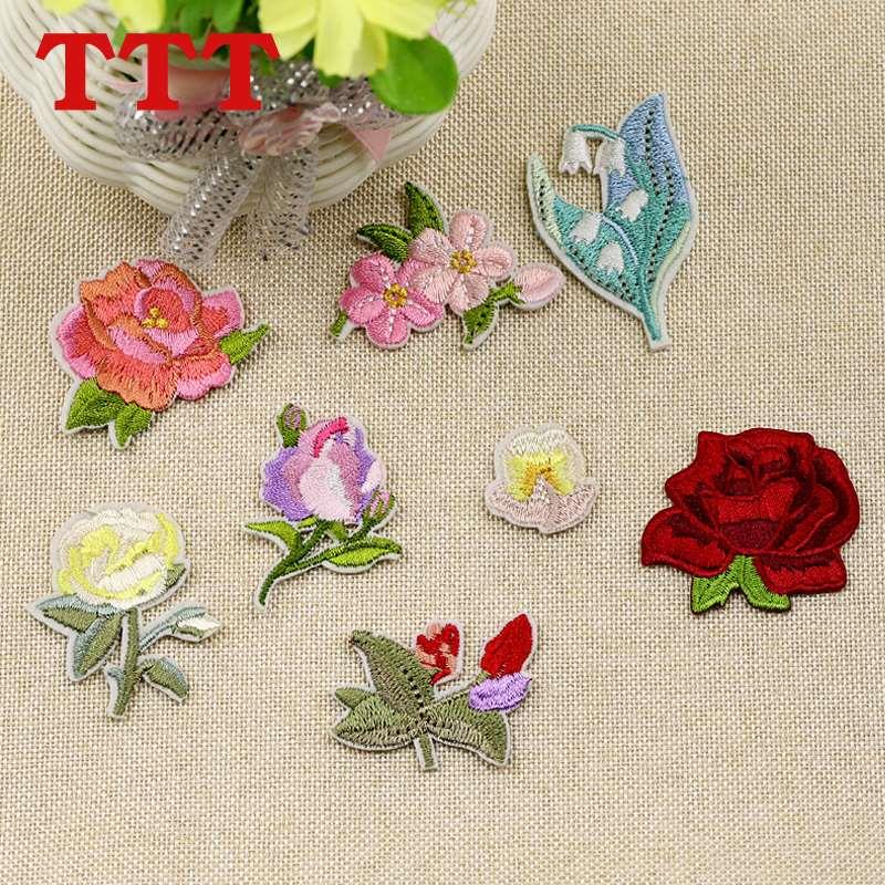 绣花布贴小号时尚刺绣玫瑰花朵衣服贴布补丁贴花图案贴片补贴补洞