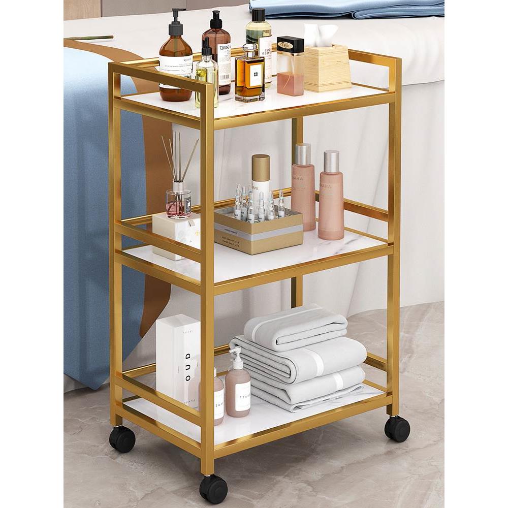 高档美容推车美容院专用护肤护理收纳车化妆品美发美甲手推工具车