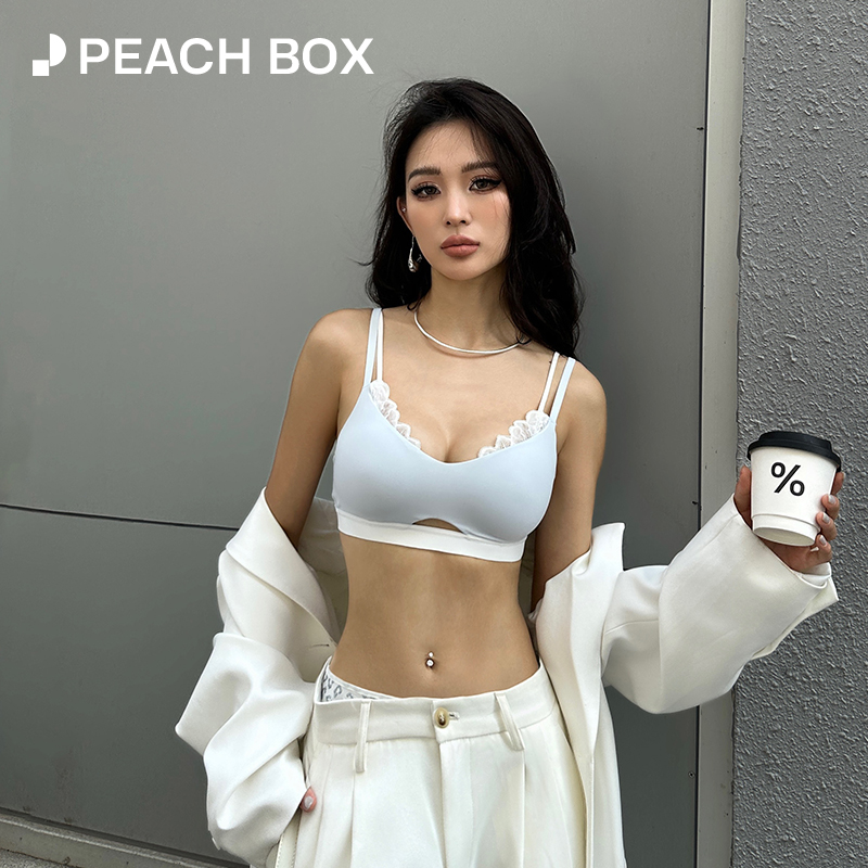 蕾丝运动内衣套装女薄款小胸聚拢美背蓝色速干无钢圈健身瑜伽文胸