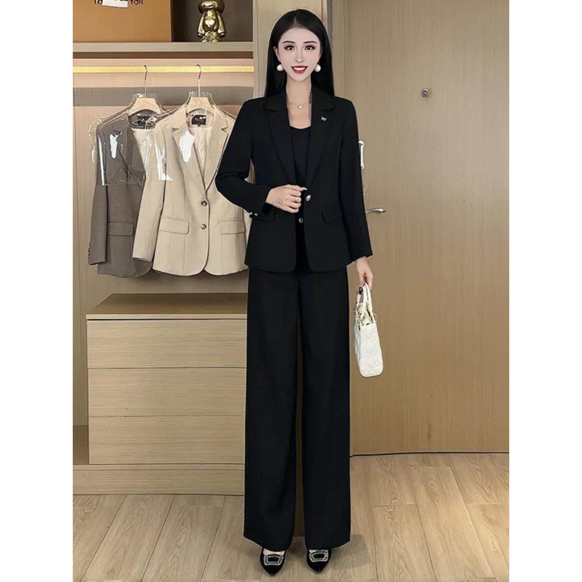 MONLOUVE高级感时尚洋气套装女早秋新款气质显瘦西服外套阔腿裤减