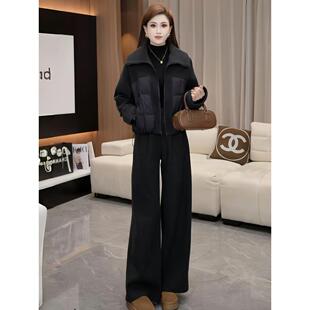 MONLOUVE高级感加厚保暖时尚套装女士冬季新款保暖衣阔腿裤巨好看