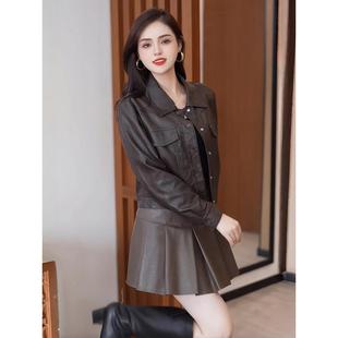 机车服洋气显 百搭长袖 MONLOUVE时尚 气质皮衣外套女酷飒风早秋新款