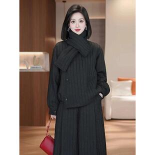 MONLOUVE高级感时尚气质套装女士冬季新款洋气服外套阔腿裤巨好看