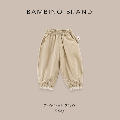 班比诺长裤纯棉蕾丝花边休闲裤