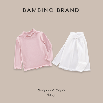 班比诺女宝宝长袖t恤纯色打底衫
