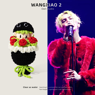 WANGXIAO 手捧花明星钩织毛线仿真花束成品礼物 2绿发GD权志龙同款