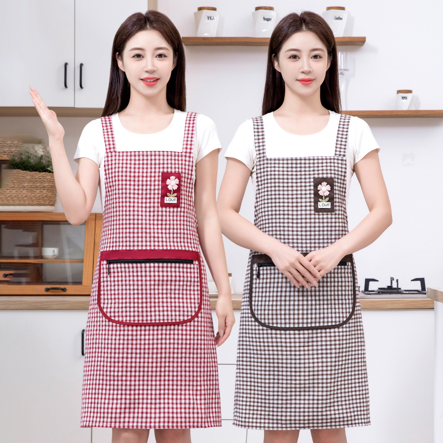 加厚棉布围裙防油污耐脏耐磨透气