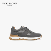 法国VB未毕商务休闲皮鞋 灰色真皮运动男鞋 VICKI BROWN春秋新款