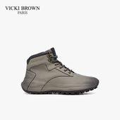 BROWN春秋新款 法国VB未毕高帮休闲鞋 VICKI 真皮短靴厚底马丁靴男