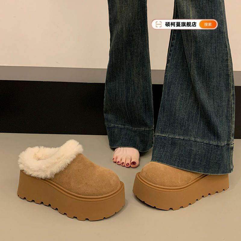 厚底增高毛毛拖鞋女外穿2024秋冬
