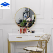 CY北欧ins网红梳妆台镜创意金色化妆镜金属圆形玄关镜客厅装 饰镜
