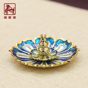 葫芦底座香托盘香架香道礼盒装 铜聚德 莲花多用香碟盘香线香香插