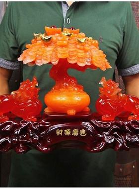 貔业貅摆件大号一对聚宝盆摇装树客厅家居店铺开玉白菜礼品饰7214