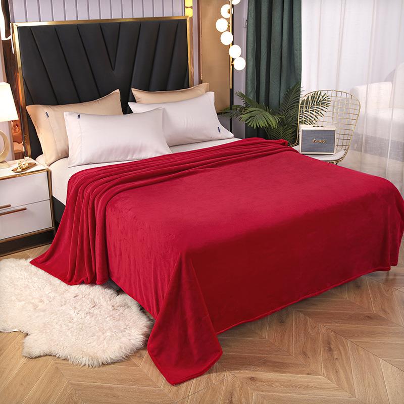 四季绒纯款会销礼品毛毯 Z2022060色法兰毯盖 礼盒素色法莱绒毛绒
