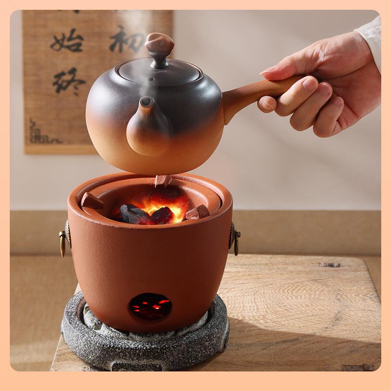 潮州红泥风炉壶围泡炉煮茶壶户外茶家用F77HMHSH陶瓷冬天明?火烧
