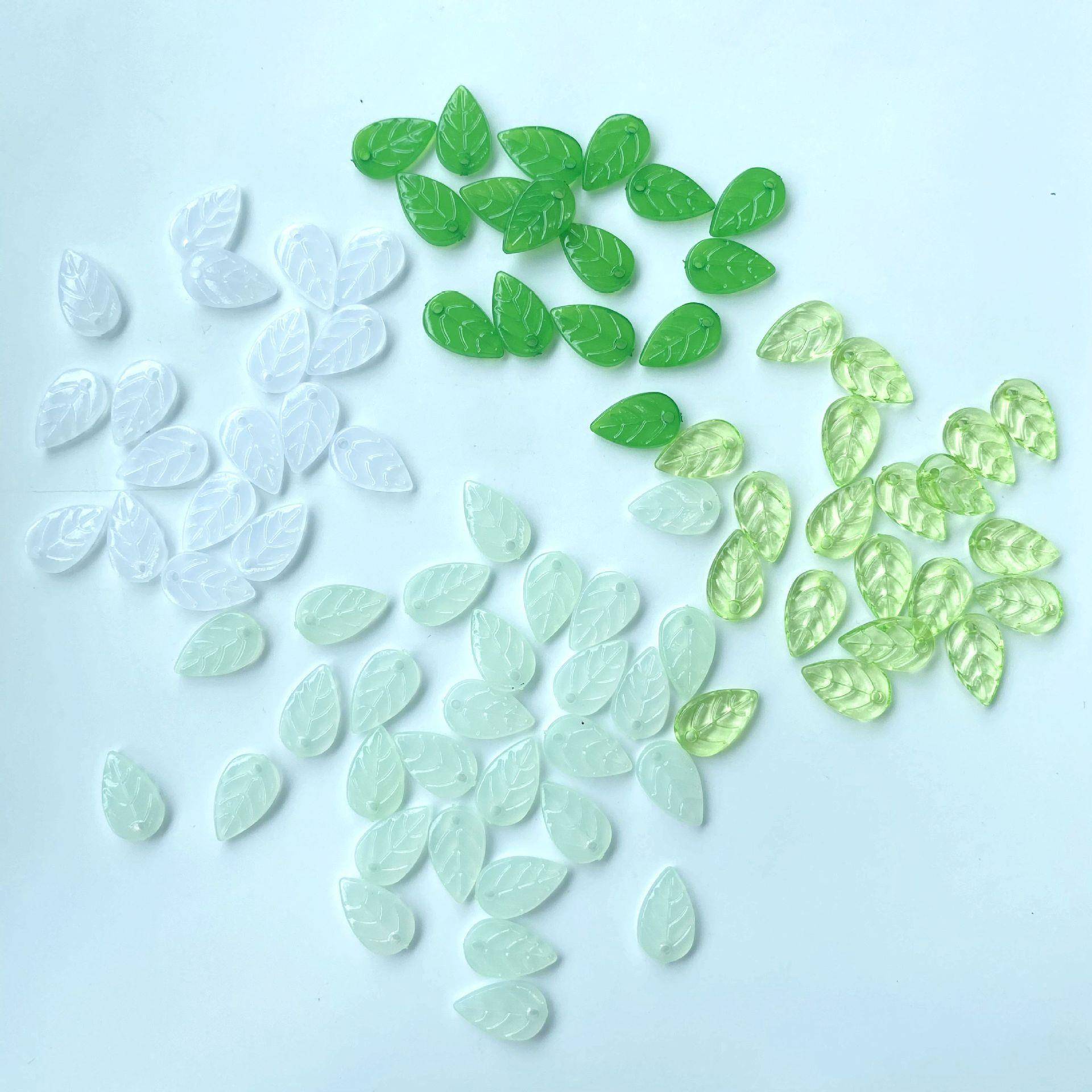 亚克力吊197孔绿叶dy装发饰材发饰簪配件串珠材料散料i珠