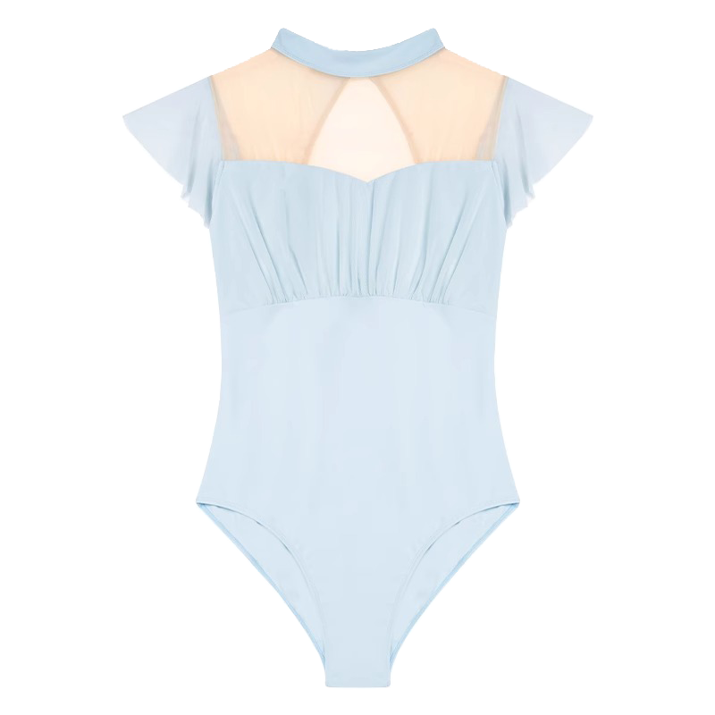 舞蹈服芭蕾舞体操服成人夏季短袖立领练功服艺考基训露背形体服女