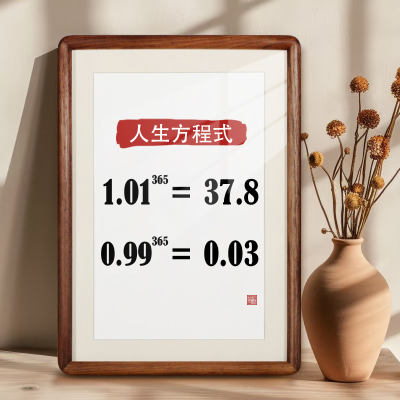 人生方程式桌摆摆件胡桃实木字画励志书法相框摆台学生自律挂画