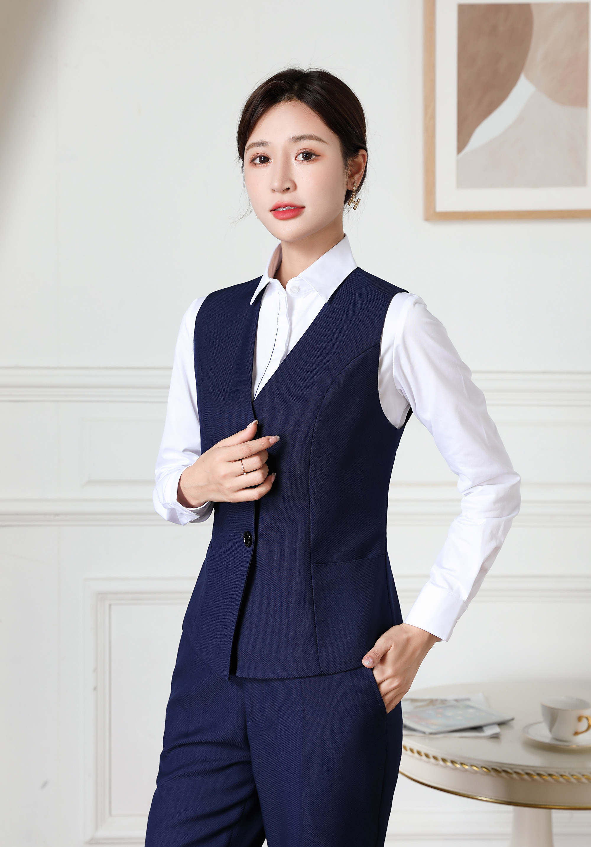 巴慕拉新款交通银行女衬衫西装 交行行服马甲衬衣 交行西裤工作服