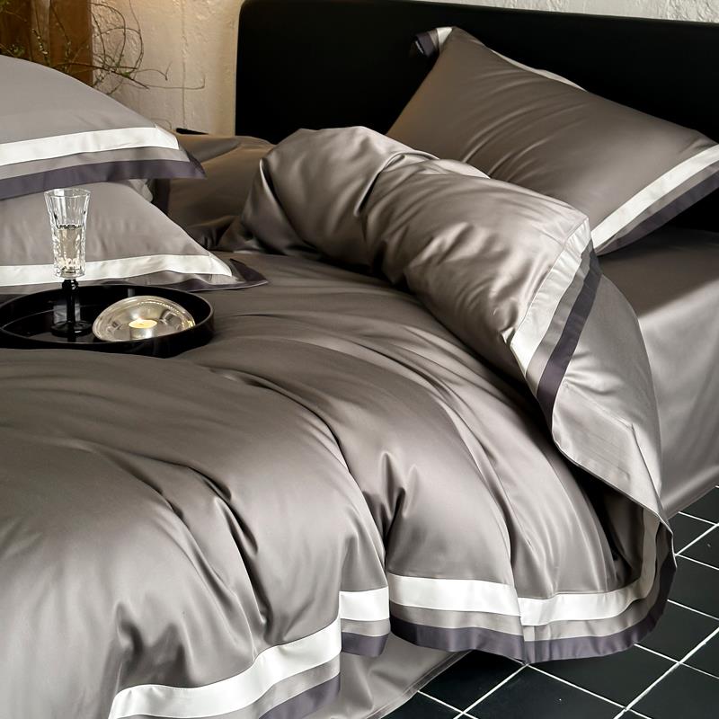 轻奢高级感100S天丝棉四件套冰丝被套床单笠丝滑裸睡春夏季床品
