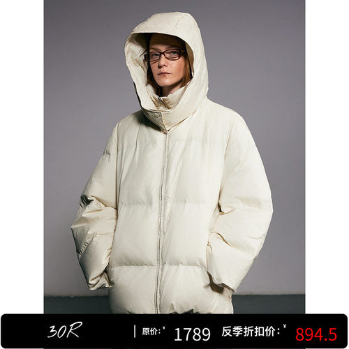 30.R简约中长款廓形羽绒服