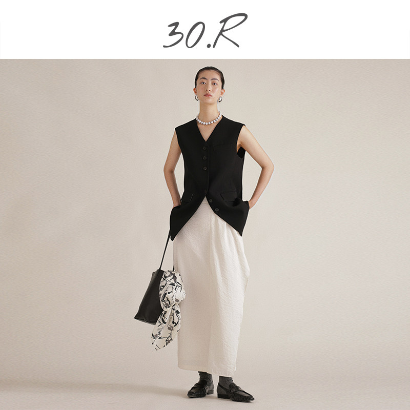 30.R自然系女装/DRY SILK 干丝真丝 自然褶皱肌理简约 多穿半身裙