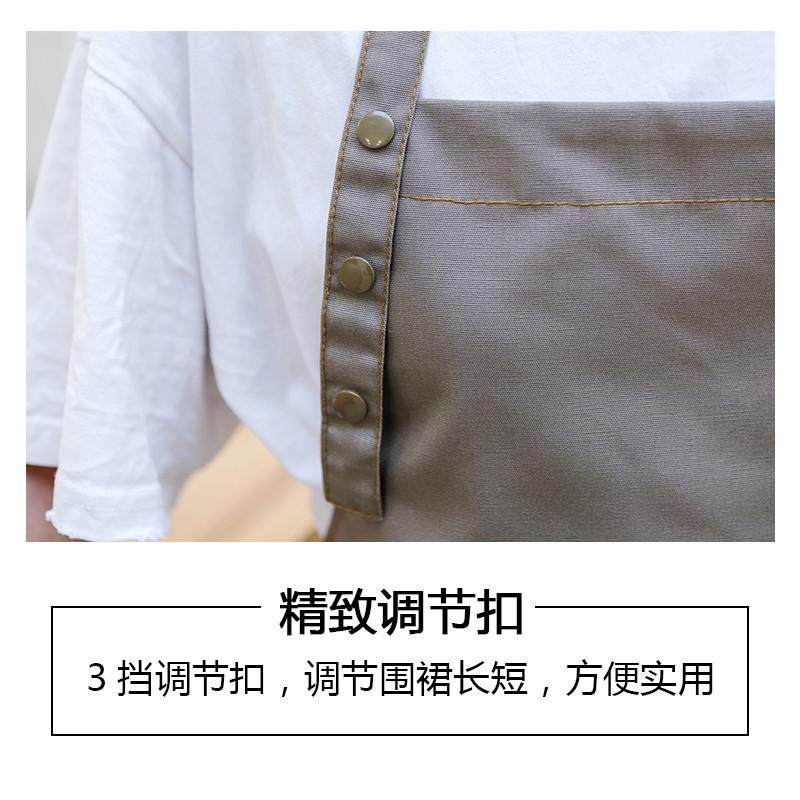 厨房餐厅奶茶店美甲咖啡师帆布围裙定制印logo韩版时尚男女工作服