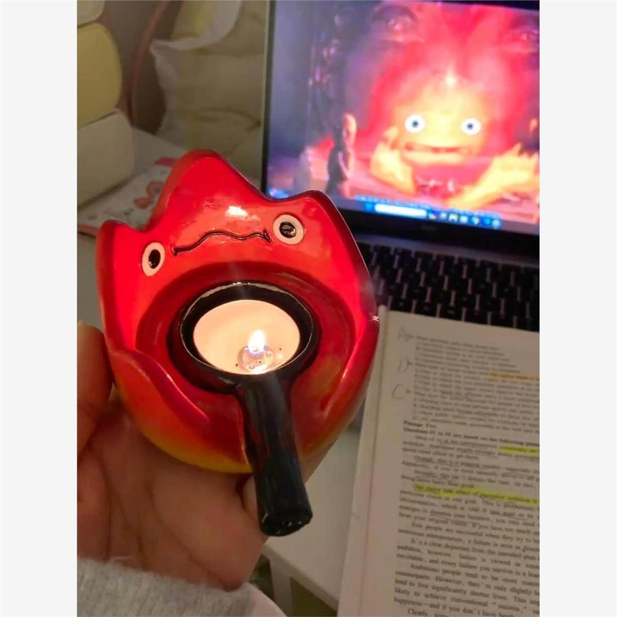 烛台的移动城堡心脏火焰底座摆件高级感生日蜡烛氛围灯