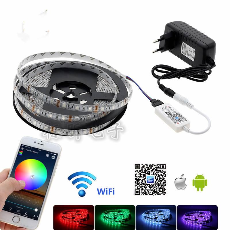 12V 5050RGB防水LED灯条 wifi手机APP控制灯带 支持IOS安卓系统