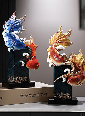 树脂新中式新款年年有鱼装饰摆件