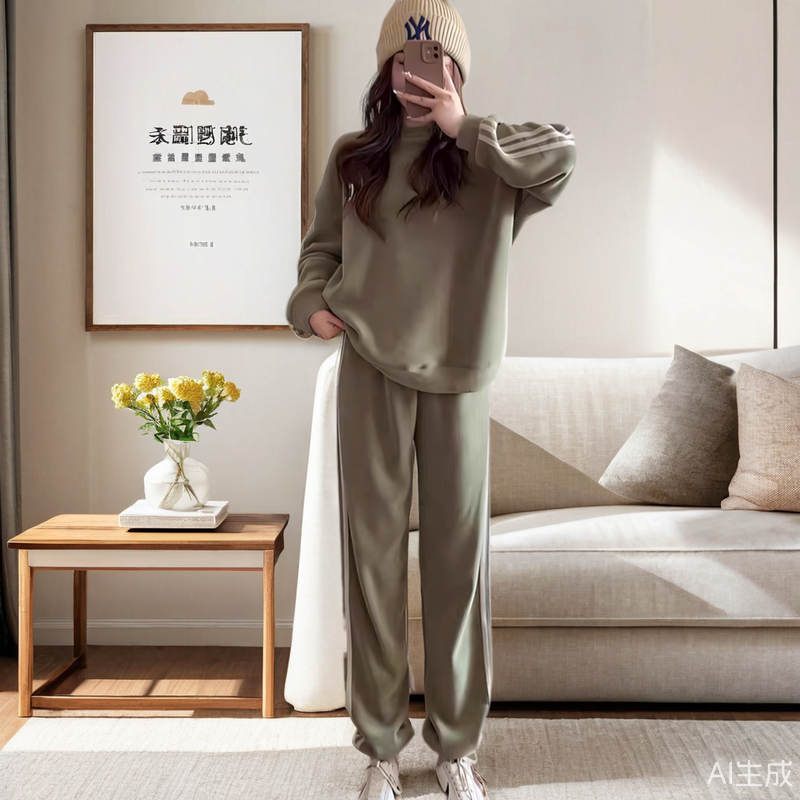 时尚洋气家居服卫衣套装女春秋冬韩版减龄宽松显瘦休闲运动两件套