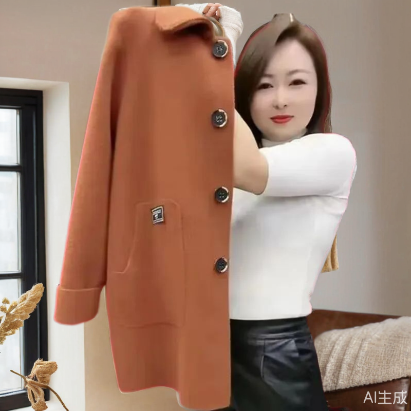 妈妈装双面呢中长款外套女春秋冬季宽松加厚毛呢外套高档针织大衣,女装/女士精品,中老年女装,淘宝优惠券,粉丝福利购,淘宝优惠卷