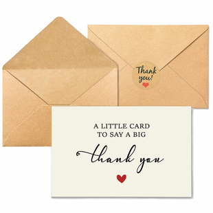 20张 纸卡片创意感谢贺卡烘焙鲜花店折页卡 包英文谢谢简约铜版