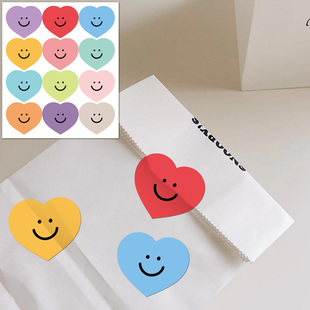 饰封口贴纸 派对装 120贴 包现货彩色爱心表情贴纸标签适用于包装