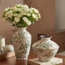 饰品新中式 新版 复古小碎花陶瓷花瓶摆件客厅水培插花高级感田园装