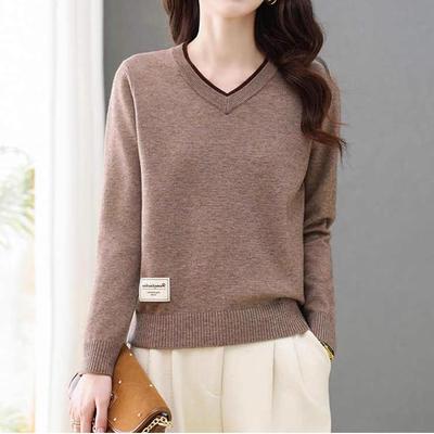 MONLOUVE气质V领短款毛衣针织衫女2025秋季新款高级感洋派打底内