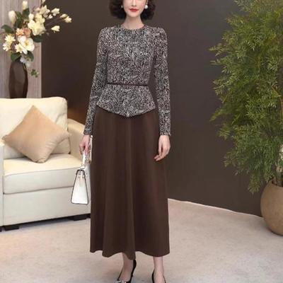 MONLOUVE假两件气质修身连衣裙女春秋季2025新款妈妈显瘦高级感打