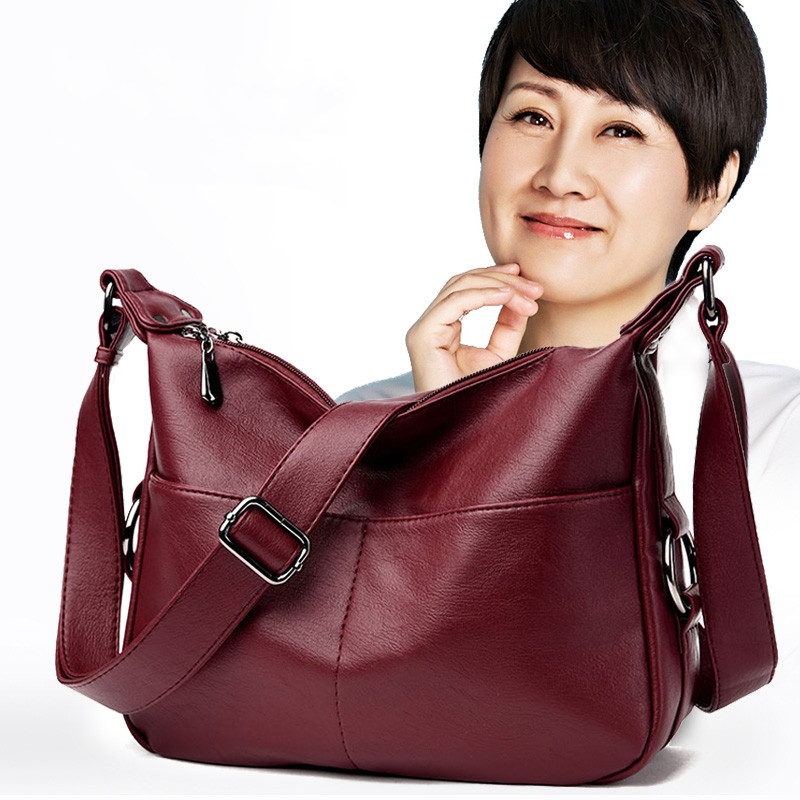潮牌真皮中老年女包包大容量单肩包斜挎包时尚百搭妈妈婆婆软皮包