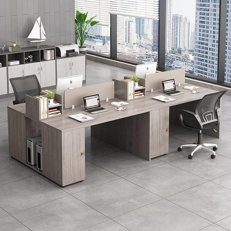 带柜办公桌职员电脑桌椅组合面对面多人工作位屏风财务桌简约现代