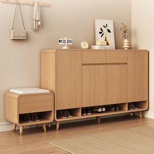 实木鞋柜家用门口入户楼道鞋柜储物柜门外走廊玄关柜大容量多层