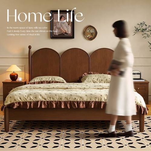 复古美式实木床双人床1.5