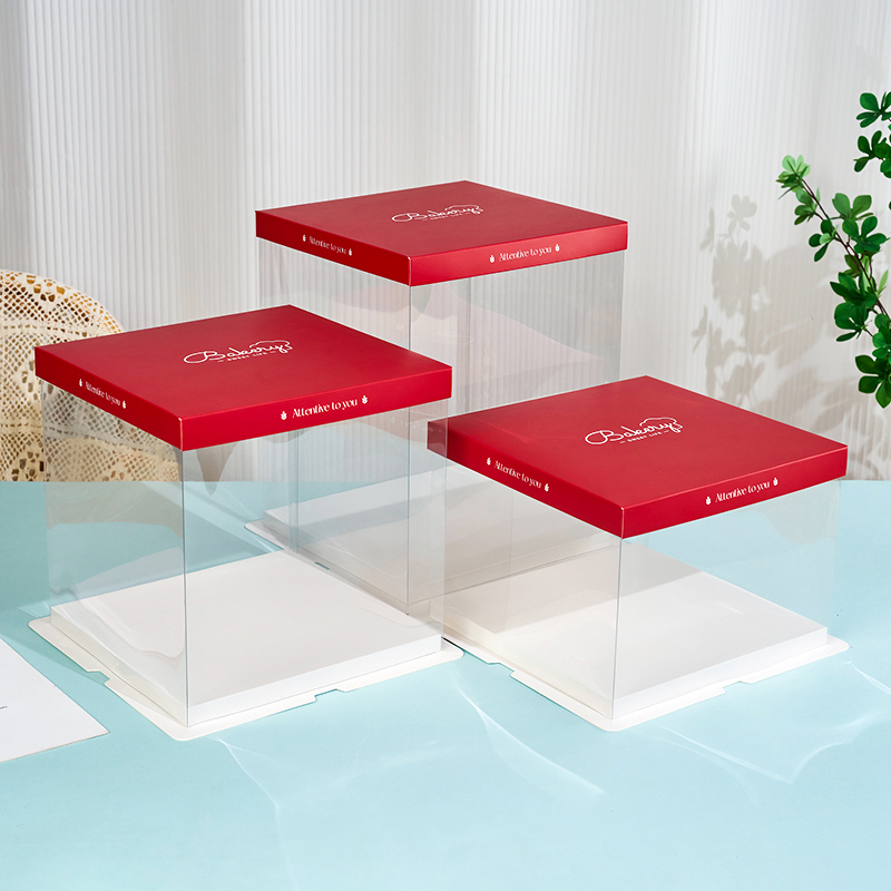 2025新款网红透明生日蛋糕盒6 8 10寸加厚高批发烘焙礼盒包装盒子